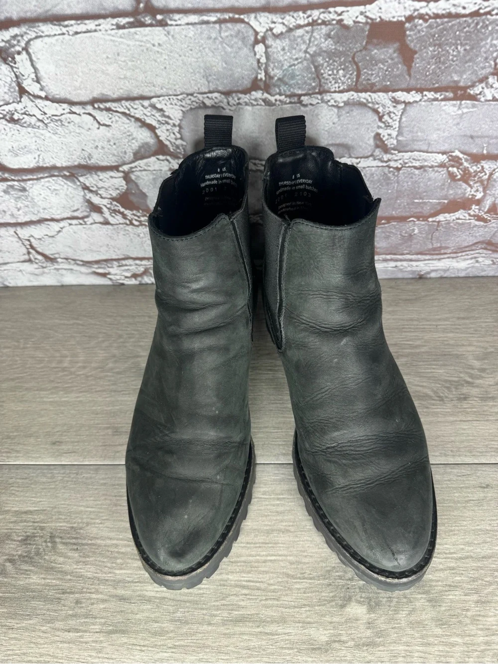 Thursday Chelsea Legends Black Matte Nubuck Leather Boots Women Sz 8M US/39EU